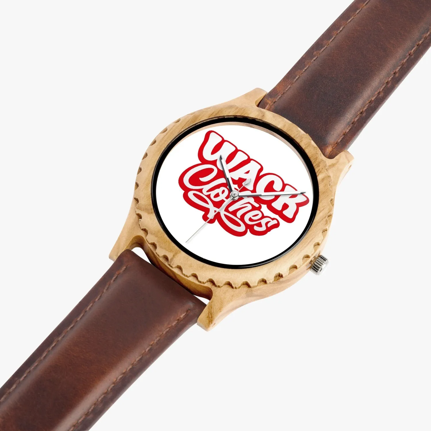 Wack Clothes . Italian Olive Lumber Wooden Watch - Leather Strap