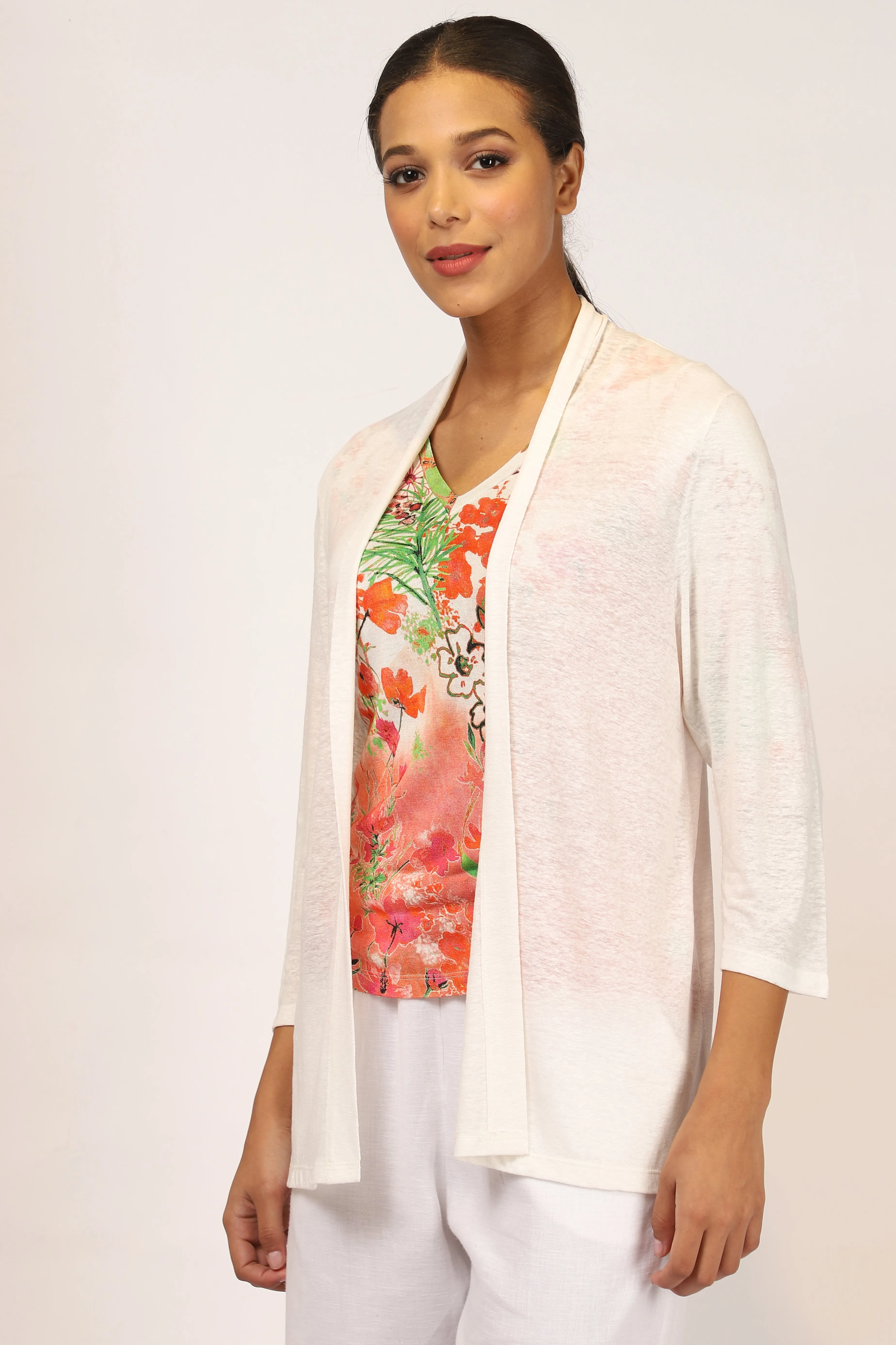 White Linen Cardigan