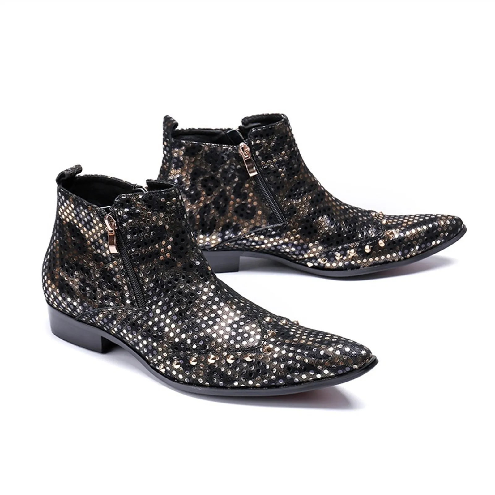 Wing Tip Zip Boots for Men