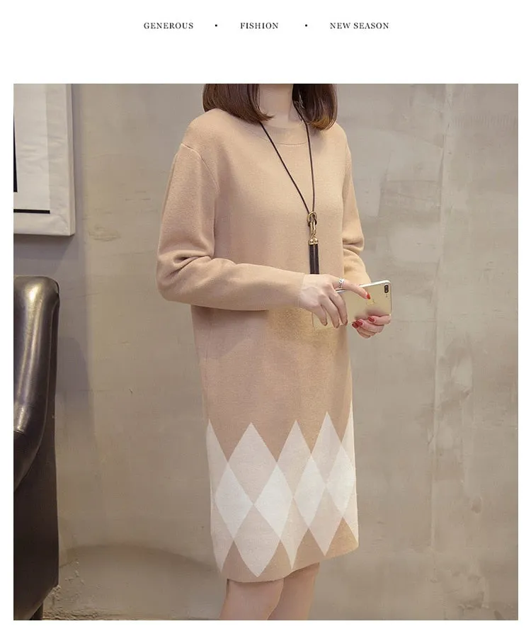 Women Clothes Winter Sweater Knitted Long Sleeve Warm Elegant Fashion Dresses Women Clothes