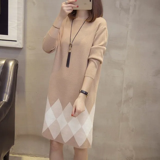 Women Clothes Winter Sweater Knitted Long Sleeve Warm Elegant Fashion Dresses Women Clothes