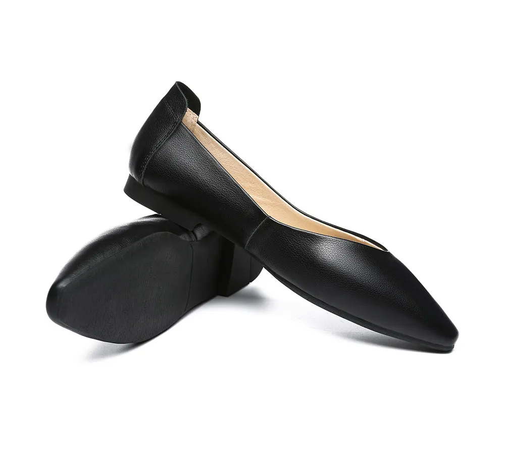 Women Leather Flats Pointed Toe Nonslip Ballet Flats Everly