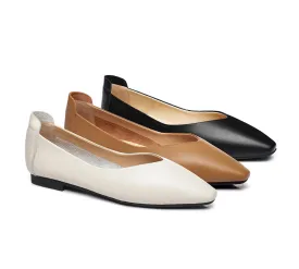 Women Leather Flats Pointed Toe Nonslip Ballet Flats Everly