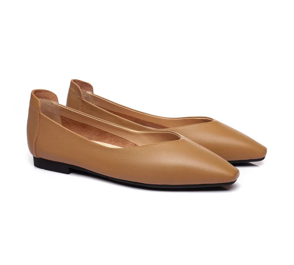 Women Leather Flats Pointed Toe Nonslip Ballet Flats Everly