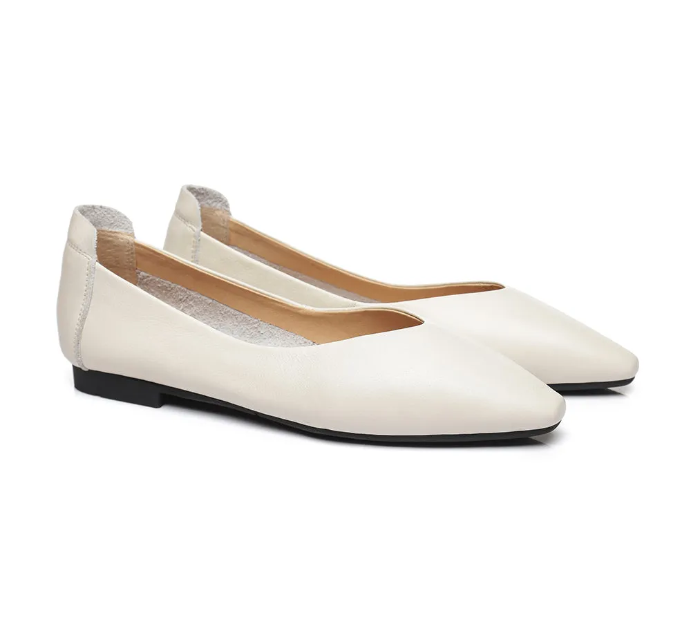 Women Leather Flats Pointed Toe Nonslip Ballet Flats Everly