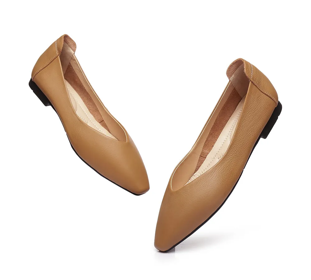 Women Leather Flats Pointed Toe Nonslip Ballet Flats Everly