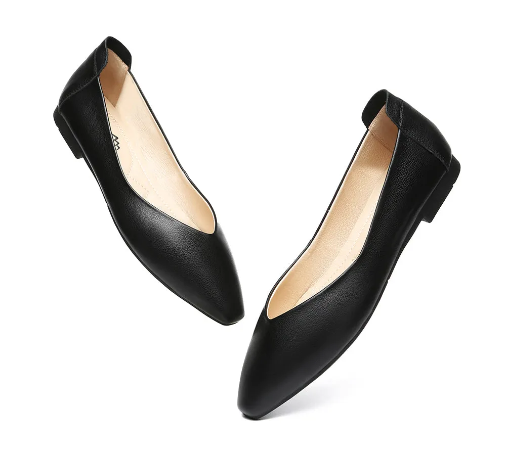 Women Leather Flats Pointed Toe Nonslip Ballet Flats Everly