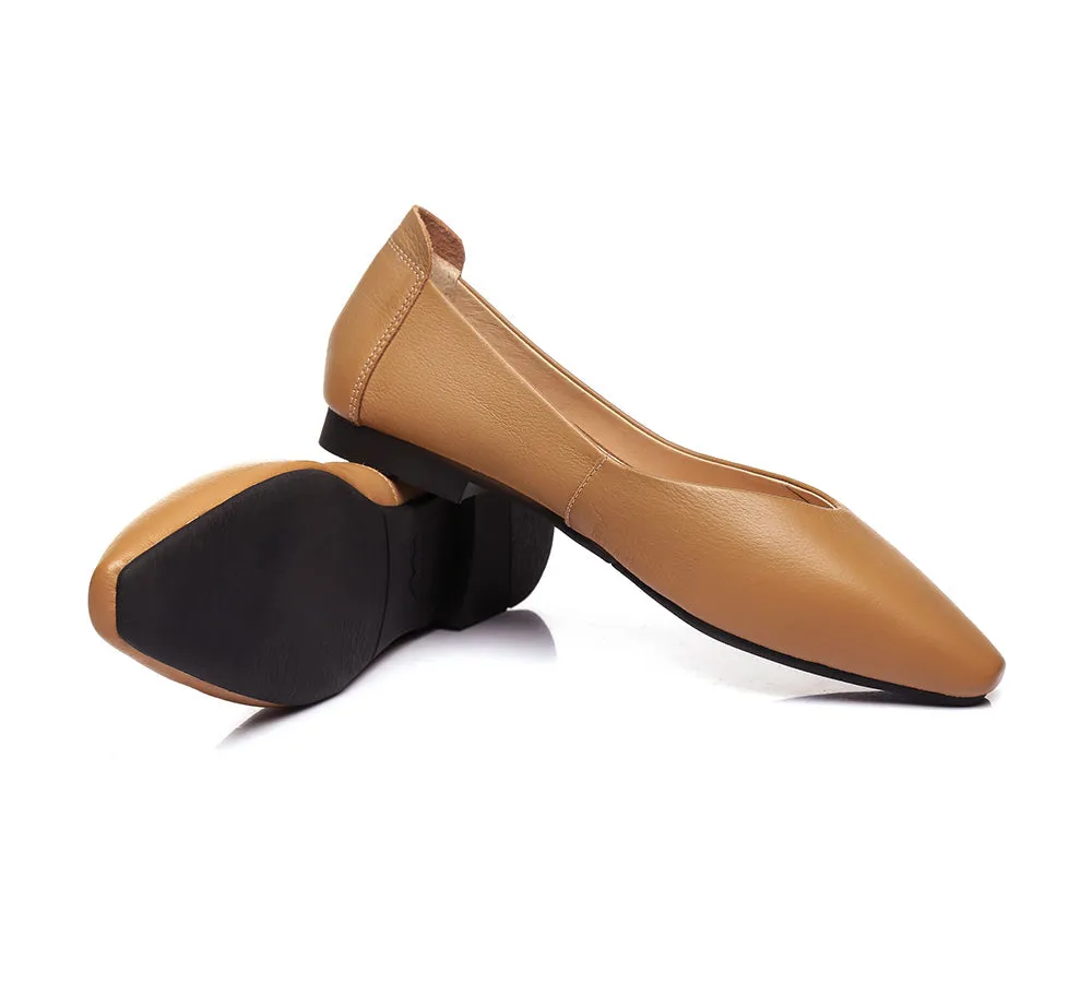 Women Leather Flats Pointed Toe Nonslip Ballet Flats Everly