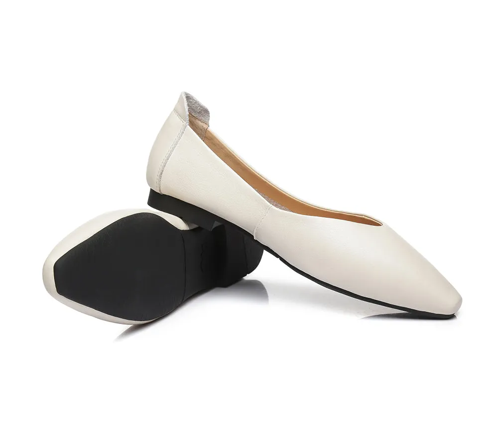 Women Leather Flats Pointed Toe Nonslip Ballet Flats Everly