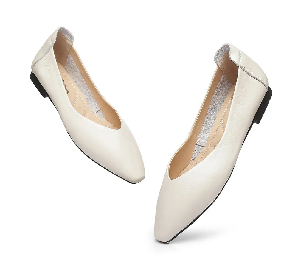 Women Leather Flats Pointed Toe Nonslip Ballet Flats Everly