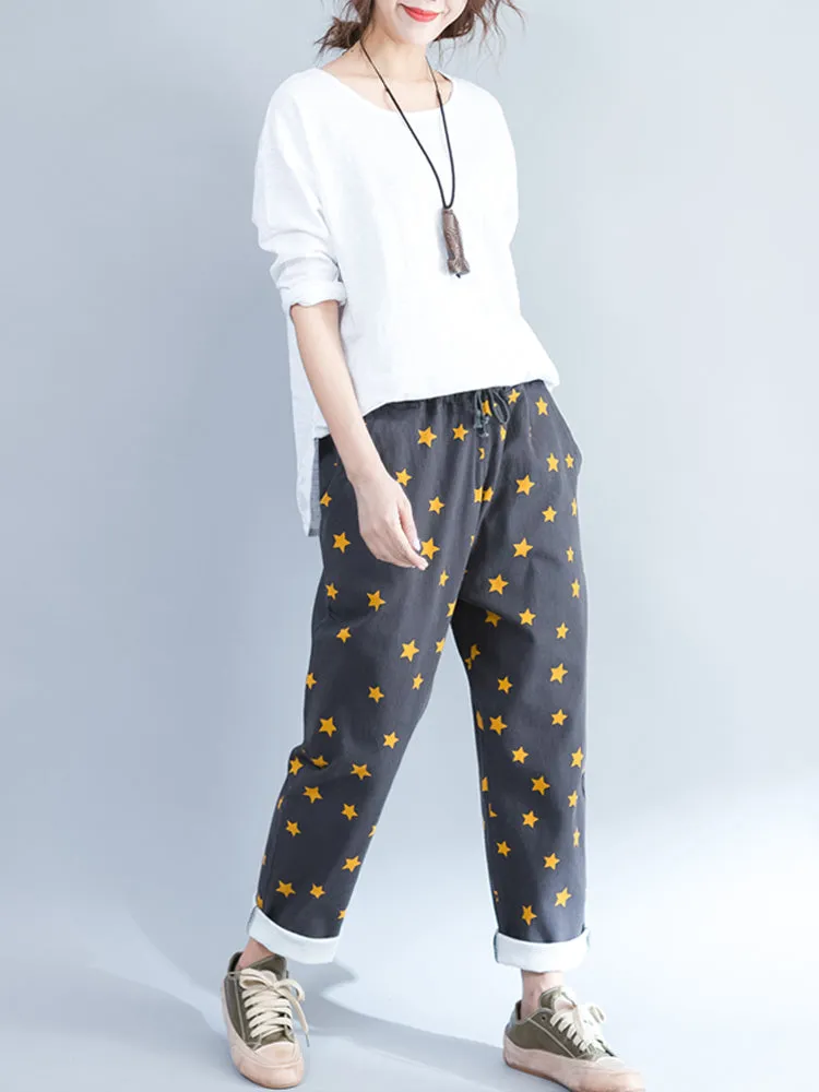 Women Printed Loose High Waist Harem Pants