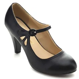 Women's Kimmy Round Toe Low Heel Mary Jane Dress Pumps