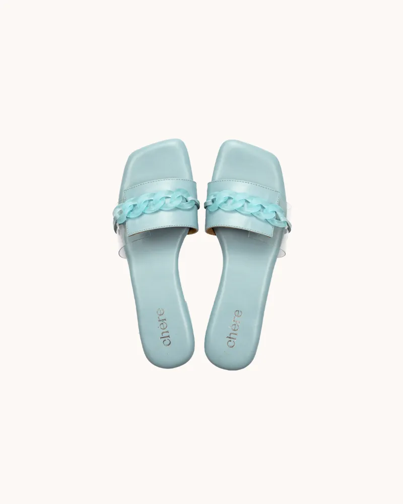 Women's Pastel Blue Casual Super Chic Block Chain Flats