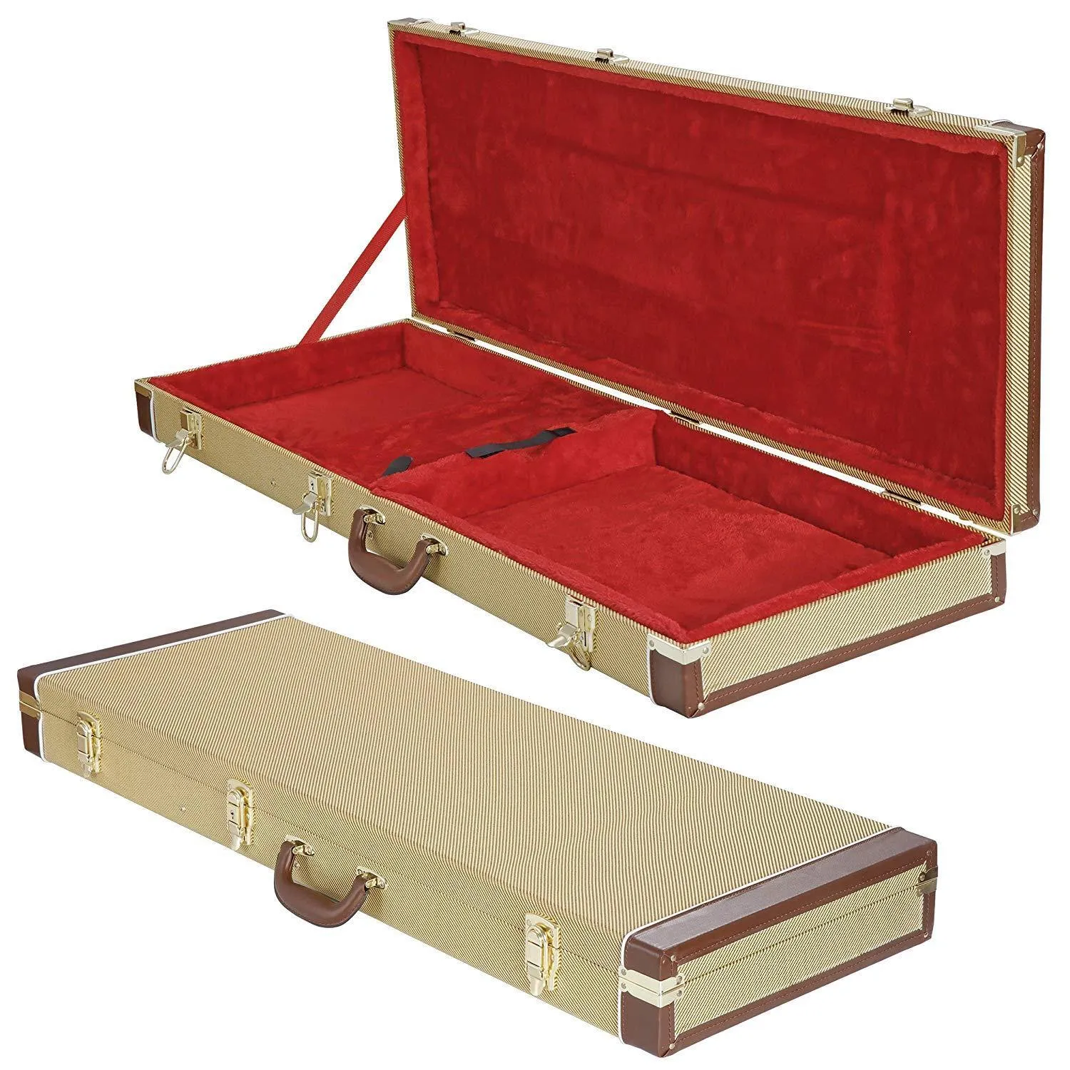 ZENY™ Hardshell Guitar Case for Strat/Tele-Gold Rectangle Shaped