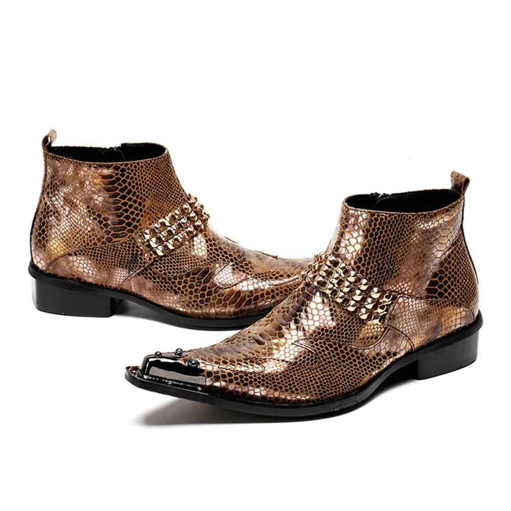 Zip Men Boots with Decoration