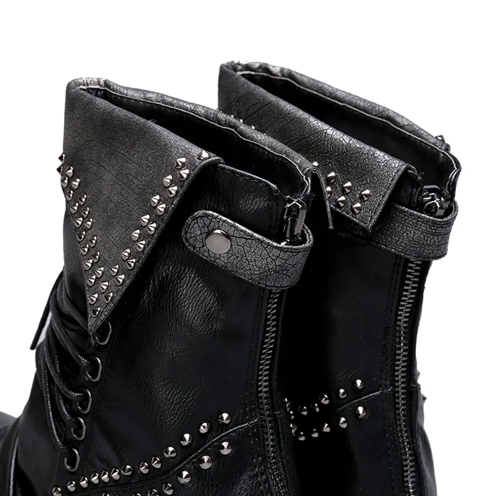 Zip Men Boots with Decoration