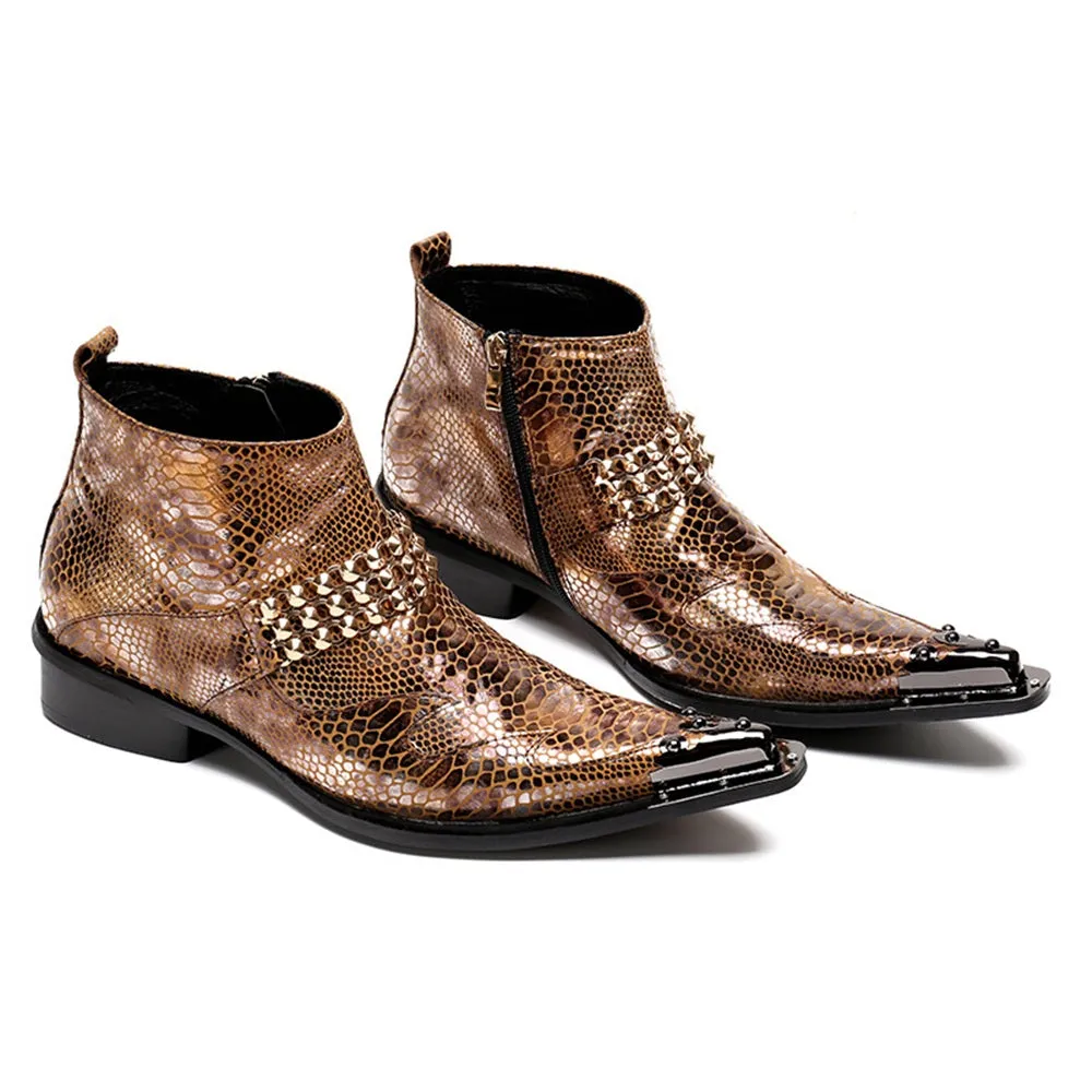 Zip Men Boots with Decoration