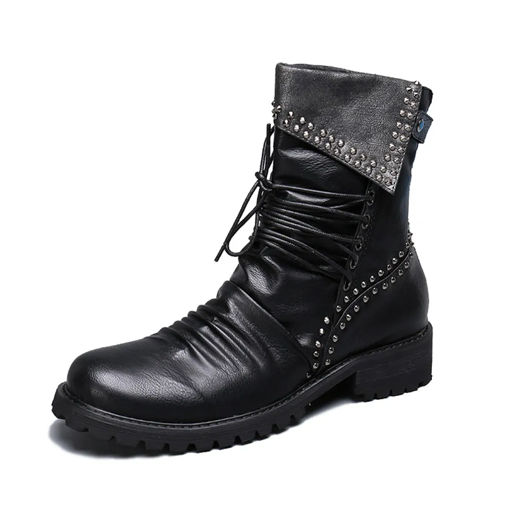 Zip Men Boots with Decoration